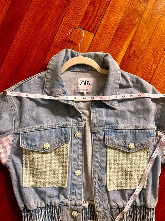 Zara Special Edition Cazadora Denim Combinada – Size Small - Picture 6 of 10